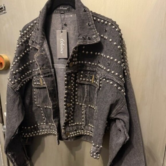 Vintage Style Studded Rivet Distressed Denim Punk Style Bolero / Cropped Jacket - Picture 9 of 16